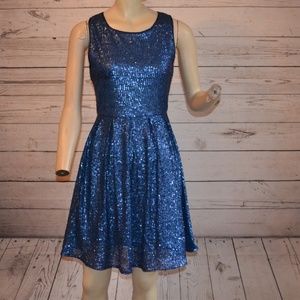 ISSI Blue Sequin Sleeveless Dress Size Small